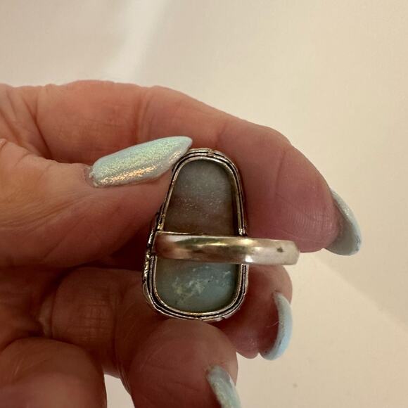 💕 Handmade calcite, gemstone ring, silver plated stamped 925 size 6 - Picture 4 of 6